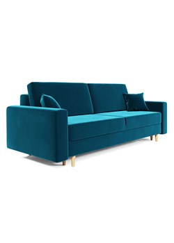 Niebieska welurowa sofa z pojemnikiem i funkcją spania G4-L92 ze sklepu Edinos.pl w kategorii Sofy i kanapy - zdjęcie 186327803