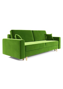 Zielona sofa welurowa z pojemnikiem i funkcją spania F6-F03 ze sklepu Edinos.pl w kategorii Sofy i kanapy - zdjęcie 186327811
