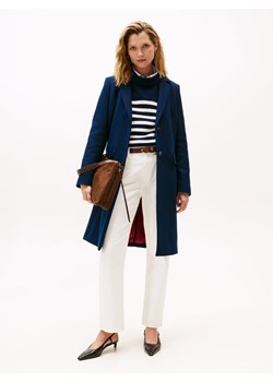 Tommy Hilfiger Wełniany płaszcz damski z zawartością kaszmiru Kobiety Wełna granatowy jednolity ze sklepu vangraaf w kategorii Płaszcze damskie - zdjęcie 186329803