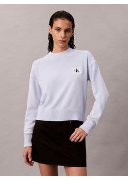 Calvin Klein Jeans Sweter damski z dzianiny Kobiety Bawełna jasnoniebieski jednolity ze sklepu vangraaf w kategorii Swetry damskie - zdjęcie 186329812
