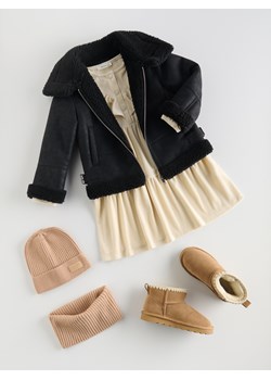 Reserved - Ocieplana kurtka z imitacji skóry - czarny ze sklepu Reserved w kategorii Kurtki dziewczęce - zdjęcie 186333074