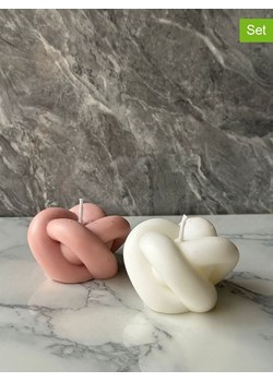 ABERTO DESIGN Świece (2 szt.) w kolorze biało-jasnoróżowym - wys. 5 x Ø 6 cm ze sklepu Limango Polska w kategorii Świece i dyfuzory - zdjęcie 186335102