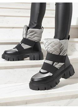 Royalfashion Buty a'la śniegowce damskie na płaskiej podeszwie w kolorze czarno- szarym Ferory ze sklepu royalfashion.pl w kategorii Śniegowce damskie - zdjęcie 186337191