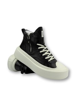 Skórzane sneakersy męskie za kostkę - JOHN DOUBARE 6119, czarne ze sklepu ulubioneobuwie w kategorii Buty sportowe męskie - zdjęcie 186338033