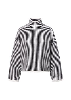 EDITED Damski sweter z dzianiny - Nohea Kobiety czarny w paski ze sklepu vangraaf w kategorii Swetry damskie - zdjęcie 186343371