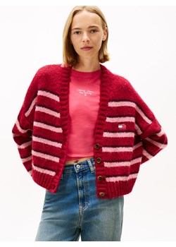 Tommy Jeans Damski kardigan z zawartością alpaki Kobiety malinowy w paski ze sklepu vangraaf w kategorii Swetry damskie - zdjęcie 186343390