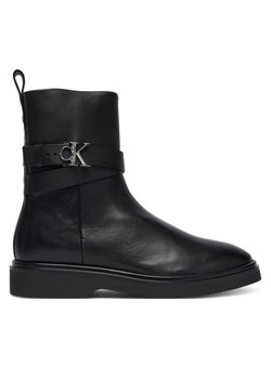 Calvin Klein Botki Ankle Boot W/ Metal Logo HW0HW02663 Czarny ze sklepu MODIVO w kategorii Botki - zdjęcie 186345583