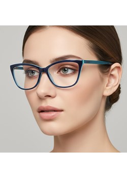 Okulary oprawki optyczne zerówki korekcyjne kocie oczy Sunoptic CP115B niebieskie ze sklepu Stylion w kategorii Okulary korekcyjne damskie - zdjęcie 186349714