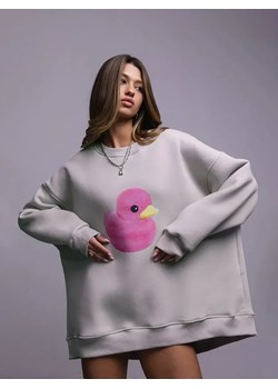 Bluza oversize z nadrukiem - Szary S ze sklepu Intimica.pl w kategorii Bluzy damskie - zdjęcie 186352462