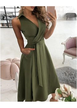 Elegancka sukienka midi bez rękawów - Zielony S ze sklepu Intimica.pl w kategorii Sukienki - zdjęcie 186356554