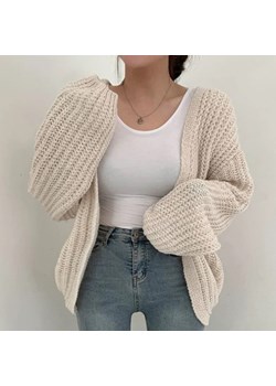 Kardigan oversize z bufiastymi rękawami - Beżowy Uniwersalny ze sklepu Intimica.pl w kategorii Swetry damskie - zdjęcie 186358690