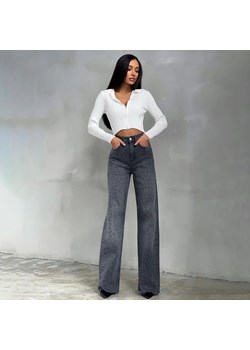 Proste spodnie jeansowe damskie w panterkę - Szary S - id: 9452329369929 - marki Intimica - 186364933 Proste spodnie jeansowe damskie w panterkę - Szary S ze sklepu Intimica.pl w kategorii Jeansy damskie - zdjęcie 186364933