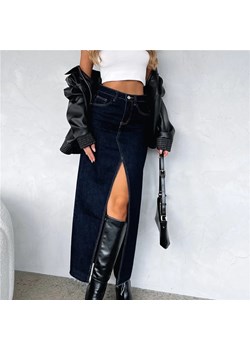 Spódnica maxi denim z rozcięciem - Czarny S ze sklepu Intimica.pl w kategorii Spódnice - zdjęcie 186367604