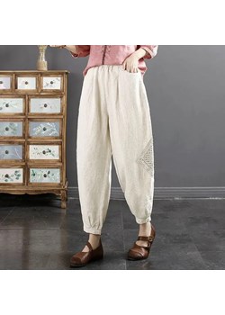 Spodnie materiałowe damskie w stylu boho - Kremowy XS - id: 9443109503305 - marki Intimica - 186368023 Spodnie materiałowe damskie w stylu boho - Kremowy XS ze sklepu Intimica.pl w kategorii Spodnie damskie - zdjęcie 186368023