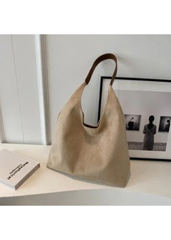 Zamszowa torebka na ramię - Beżowy ze sklepu Intimica.pl w kategorii Torby Shopper bag - zdjęcie 186370853