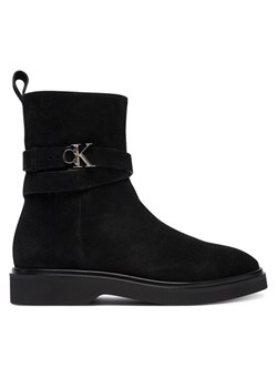 Botki Calvin Klein Ankle Boot W/ Metal Logo Sue HW0HW02664 Czarny ze sklepu eobuwie.pl w kategorii Botki - zdjęcie 186372034