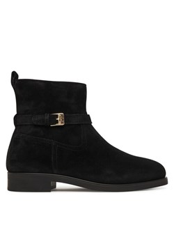 Tommy Hilfiger Botki Th Buckle Riding Suede Bootie FW0FW09047 Czarny ze sklepu MODIVO w kategorii Botki - zdjęcie 186375442