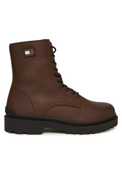 Tommy Jeans Trzewiki Tjm Lace Up Tumbled High EM0EM01631 Brązowy ze sklepu MODIVO w kategorii Buty zimowe męskie - zdjęcie 186375563