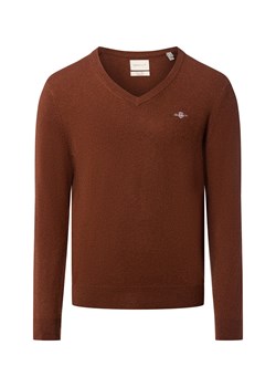 Gant Męski sweter z dzianiny Mężczyźni mocca jednolity ze sklepu vangraaf w kategorii Swetry męskie - zdjęcie 186379923