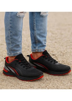Sznurowane męskie czarno czerwone buty sportowe /F6-3 18094 T286/ ze sklepu Pantofelek24.pl w kategorii Buty sportowe męskie - zdjęcie 186383594