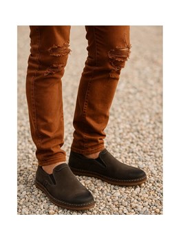Wsuwane męskie półbuty mokasyny Khaki /B5-2 18144 T555/ ze sklepu Pantofelek24.pl w kategorii Mokasyny męskie - zdjęcie 186384773