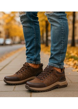 Sznurowane męskie buty trekkingowe Brązowe /A2-3 18204 T485/ - id: 33155 - marki Pantofelek24.pl - 186385262 Sznurowane męskie buty trekkingowe Brązowe /A2-3 18204 T485/ ze sklepu Pantofelek24.pl w kategorii Buty trekkingowe męskie - zdjęcie 186385262