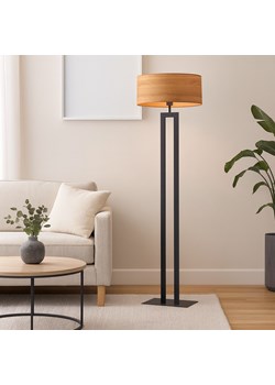 Czarna lampa stojąca do salonu KALIFORNIA ECO z designerskim kloszem w kolorze dąb sonoma ze sklepu Lysne w kategorii Lampy podłogowe - zdjęcie 186385474