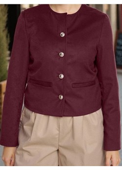 Sinsay - Elegancka kurtka z imitacji zamszu i ozdobnymi guzikami - bordowy ze sklepu Sinsay w kategorii Kurtki damskie - zdjęcie 186385733