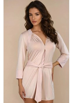 Krótki szlafrok damski wiskoza Rizen LC 90071, Kolor róż pudrowy, Rozmiar S, LivCo Corsetti Fashion ze sklepu Intymna w kategorii Szlafroki damskie - zdjęcie 186386001