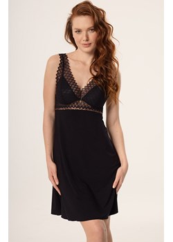 Koszulka nocna damska z wiskozy z koronką plus size Tristane, Kolor czarny, Rozmiar XXL, Mefemi ze sklepu Intymna w kategorii Koszule nocne - zdjęcie 186386080