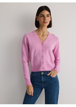 Reserved - Wełniany kardigan - różowy - id: 054EZ-30X - marki Reserved - 186387182 Reserved - Wełniany kardigan - różowy ze sklepu Reserved w kategorii Swetry damskie - zdjęcie 186387182