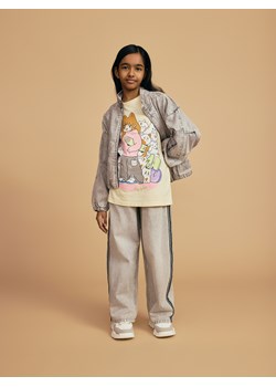 Reserved - Jeansy wide leg z lampasami - jasnoszary - id: 723CV-09J - marki Reserved - 186388184 Reserved - Jeansy wide leg z lampasami - jasnoszary ze sklepu Reserved w kategorii Spodnie dziewczęce - zdjęcie 186388184