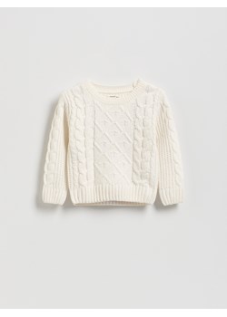 Reserved - Sweter z ozdobym splotem - złamana biel ze sklepu Reserved w kategorii Swetry dziewczęce - zdjęcie 186388203
