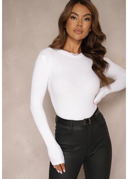 Biała Bluzka Longsleeve w Cienkie Prążki Terilissa - id: 3785-MIX6K-71-WHITE - marki Renee - 186393324 Biała Bluzka Longsleeve w Cienkie Prążki Terilissa ze sklepu renee.pl w kategorii Bluzki damskie - zdjęcie 186393324
