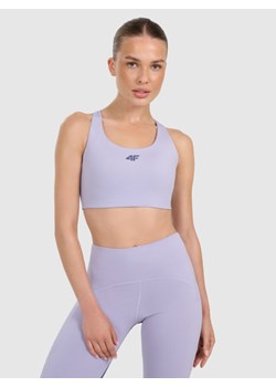 Damski biustonosz treningowy 4F 4FWAW25USBAF174 - niebieski ze sklepu Sportstylestory.com w kategorii Biustonosze - zdjęcie 186395780