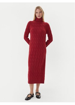 Tommy Hilfiger Sukienka dzianinowa WW0WW46429 Czerwony Slim Fit ze sklepu MODIVO w kategorii Sukienki - zdjęcie 186399040