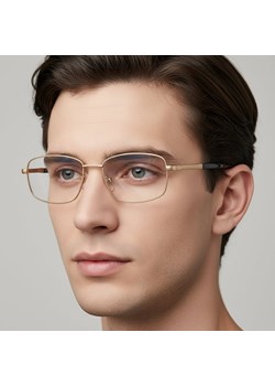 Metalowe okulary zerówki z filtrem Blue Light do komputera 25154 złote + akcesoria ze sklepu Stylion w kategorii Okulary zerówki męskie - zdjęcie 186408291