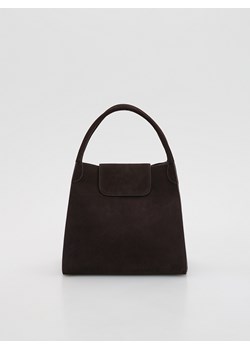 Reserved - Zamszowa torebka shopper z saszetką - ciemnobrązowy ze sklepu Reserved w kategorii Torby Shopper bag - zdjęcie 186410142