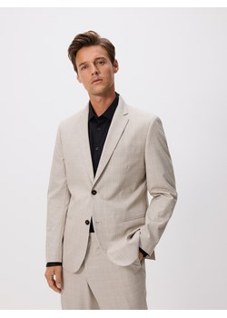 Reserved - Marynarka slim fit w kratę - beżowy ze sklepu Reserved w kategorii Marynarki męskie - zdjęcie 186411924