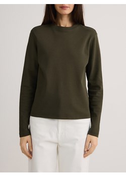 Reserved - Longsleeve z merceryzowanej bawełny - zielony - id: 9467H-87X - marki Reserved - 186412150 Reserved - Longsleeve z merceryzowanej bawełny - zielony ze sklepu Reserved w kategorii Bluzki damskie - zdjęcie 186412150
