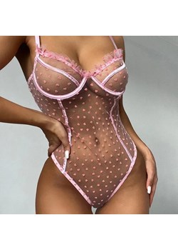Body prześwitujące z serduszkami - S Różowy ze sklepu Intimica.pl w kategorii Body damskie - zdjęcie 186415364