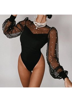 Body z długim rękawem i perełkami - S ze sklepu Intimica.pl w kategorii Body damskie - zdjęcie 186415404