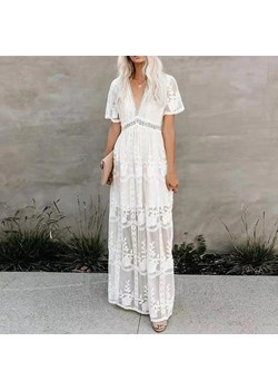 Długa sukienka w stylu boho - Biały S - id: 9055433851209 - marki Intimica - 186416454 Długa sukienka w stylu boho - Biały S ze sklepu Intimica.pl w kategorii Sukienki - zdjęcie 186416454