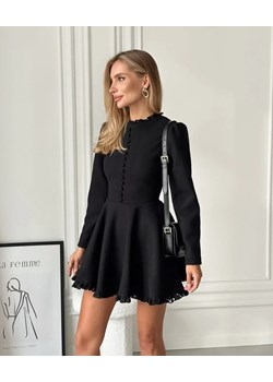 Elegancka sukienka mini na długi rękaw - Czarny S ze sklepu Intimica.pl w kategorii Sukienki - zdjęcie 186417291
