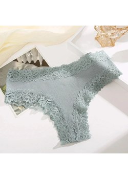 Figi z prążkowanego materiału z koronką - Niebieski S - id: 9213831643465 - marki Intimica - 186417480 Figi z prążkowanego materiału z koronką - Niebieski S ze sklepu Intimica.pl w kategorii Majtki damskie - zdjęcie 186417480