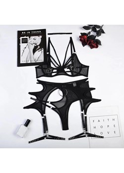 Komplet bielizny nocnej z prześwitującego materiału - Czarny S ze sklepu Intimica.pl w kategorii Komplety bielizny damskiej - zdjęcie 186418754