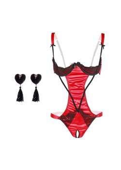 Komplet bielizny wieczorowej z kokardkami - Czerwony S ze sklepu Intimica.pl w kategorii Komplety bielizny damskiej - zdjęcie 186418880