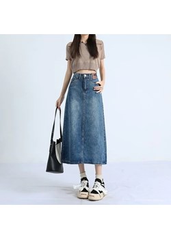 Retro spódnica z denimu midi - Niebieski S ze sklepu Intimica.pl w kategorii Spódnice - zdjęcie 186422494