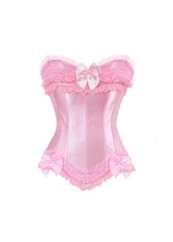 Satynowy gorset plus size - Różowy S ze sklepu Intimica.pl w kategorii Gorsety - zdjęcie 186422871