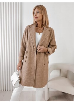 płaszcz boucle melinda ciemnobeżowy one size ze sklepu UBRA w kategorii Płaszcze damskie - zdjęcie 186428643